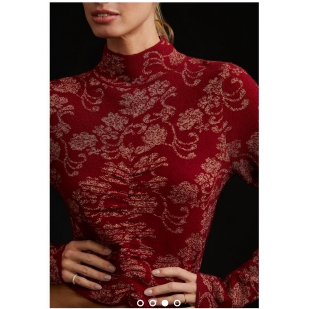 Anthropology cropped mock neck sweater